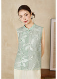 Prestige Green Floral Embroidered Cheongsam Top