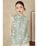 Prestige Green Floral Embroidered Cheongsam Top