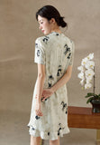 Francesca Beige Floral Slim-Fit Cheongsam Dress