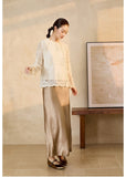 Leonora Beige Lace Jacquard Cheongsam Top