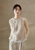 Stella Almond Beige Lace Cheongsam Top