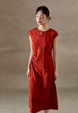 Rayna Red Floral Jacquard Cheongsam Dress