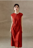 Rayna Red Floral Jacquard Cheongsam Dress