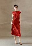 Rayna Red Floral Jacquard Cheongsam Dress