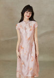Anastasia Green Pink Embroidered Cheongsam Dress