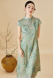 Anastasia Green Pink Embroidered Cheongsam Dress