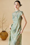 Anastasia Green Pink Embroidered Cheongsam Dress