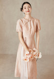 Esteemed Pink Jacquard Cheongsam Dress