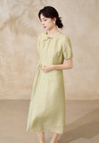Esteemed Pink Jacquard Cheongsam Dress