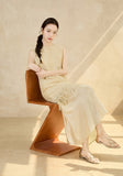 Longevity Yellow Lace Cheongsam Dress