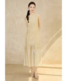 Longevity Yellow Lace Cheongsam Dress