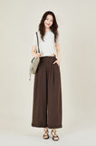 Seraphine Brown Red Ruffle Hem Casual Pants Cheongsam