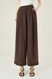 Seraphine Brown Red Ruffle Hem Casual Pants Cheongsam