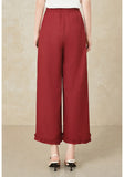 Seraphine Brown Red Ruffle Hem Casual Pants Cheongsam