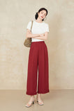 Seraphine Brown Red Ruffle Hem Casual Pants Cheongsam