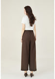 Seraphine Brown Red Ruffle Hem Casual Pants Cheongsam
