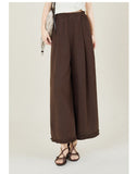 Seraphine Brown Red Ruffle Hem Casual Pants Cheongsam