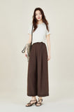 Seraphine Brown Red Ruffle Hem Casual Pants Cheongsam