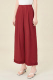 Seraphine Brown Red Ruffle Hem Casual Pants Cheongsam