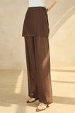 Lillian Brown Wide-Leg Cheongsam Pants