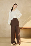 Lillian Brown Wide-Leg Cheongsam Pants