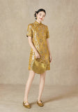 Ensemble Yellow Jacquard Cheongsam Dress