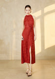 Leonora Red Jacquard Cheongsam Dress