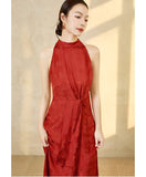 Leonora Red Jacquard Cheongsam Dress