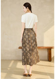 Dusk Brown Floral A-Line Cheongsam Skirt