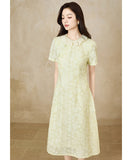 Adagio Green Floral Lace Cheongsam Dress