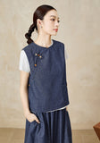 Desdemona Denim Blue Cheongsam Top