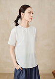 Patrician White Pink Diagonal Collar Cheongsam Top