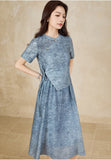 Cora Blue Jacquard Cheongsam Dress