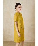 Sonnet Yellow A-Line Jacquard Cheongsam Dress