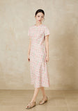 Andromeda Pink Vintage Floral Cheongsam Dress