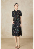 Rina Black Gourd Jacquard Cheongsam Dress