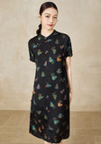 Rina Black Gourd Jacquard Cheongsam Dress