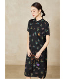 Rina Black Gourd Jacquard Cheongsam Dress