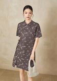 Stella Brown Cotton Vintage Cheongsam Dress
