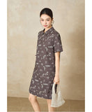 Stella Brown Cotton Vintage Cheongsam Dress