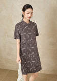 Stella Brown Cotton Vintage Cheongsam Dress