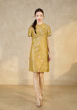 Heloise Green Jacquard Cheongsam Dress