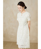 Duchess Beige Lace Cheongsam Dress