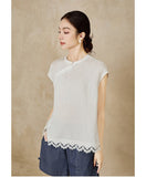 Villa White Lace Cheongsam Top