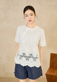 Daphne White Cotton Hollow Embroidered Cheongsam Top