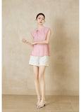 Interlude Pink Floral Jacquard Cheongsam Top