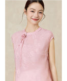 Interlude Pink Floral Jacquard Cheongsam Top
