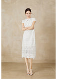 Estate White Lace Embroidered Cheongsam Dress