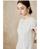 Estate White Lace Embroidered Cheongsam Dress
