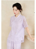 Leandra 2-Piece Purple Embroidered Cheongsam Top